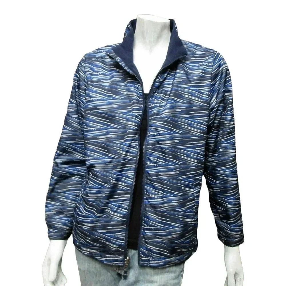 Swiss+Tech Blue Wave Pattern Full Zip Collar Casual Ski Jacket Boys XL 14-16